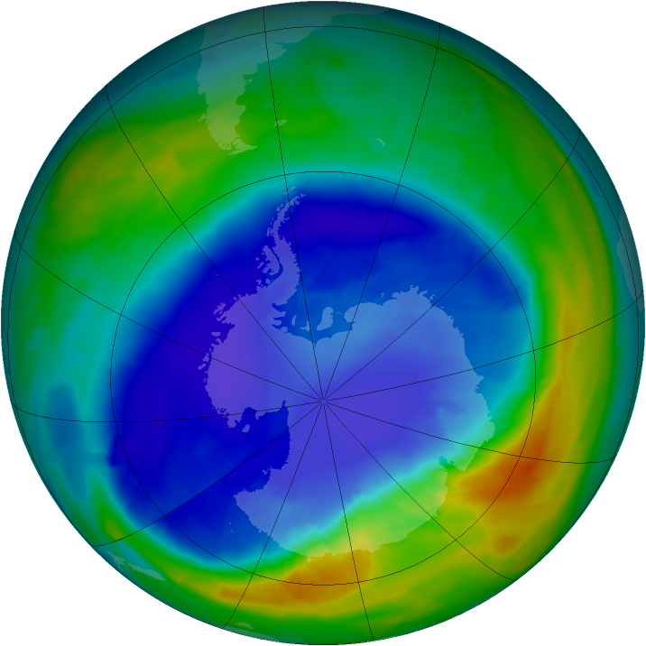 Antarctic ozone map for 08 September 2013